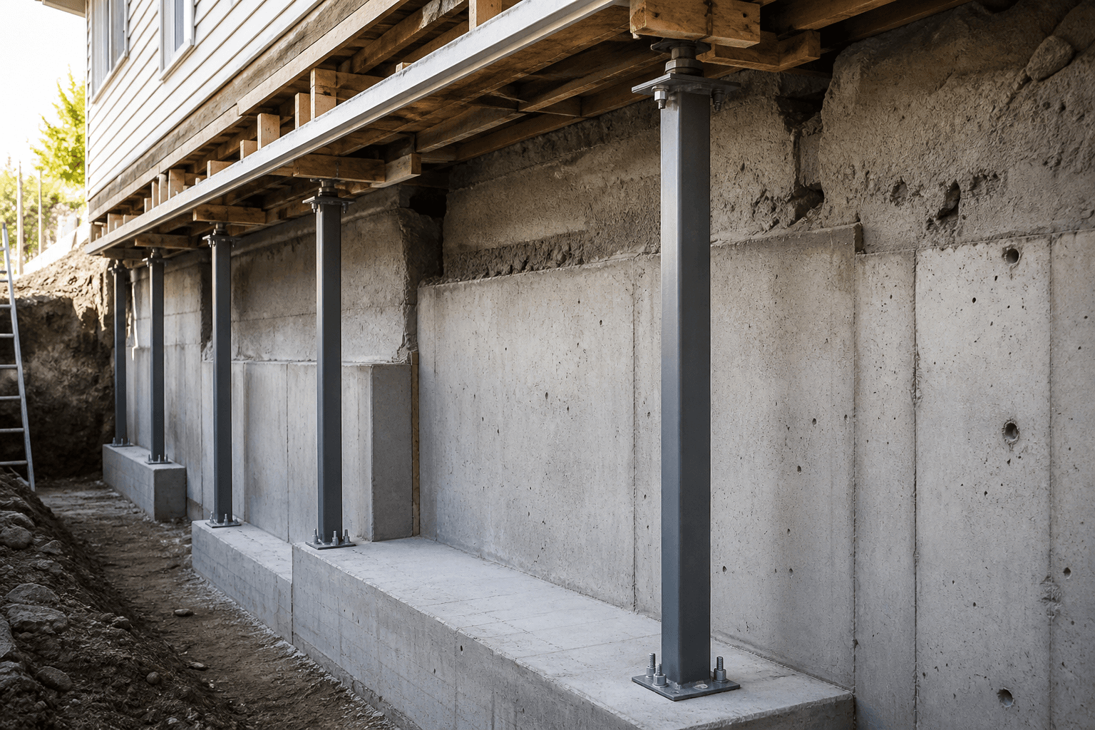 Residential basement underpinning and foundation support work